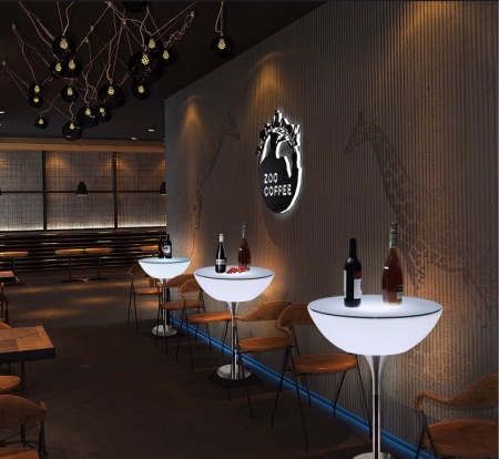 Стол светящийся круглый на металическом основании 80х80х110